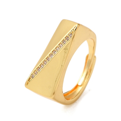 Латунные микропаве прозрачные кубические цирконии регулируемые кольца для женщин, без кадмия, без никеля и без свинца, прямоугольные