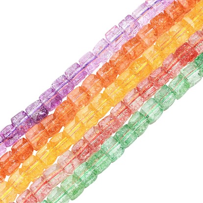 5 Stränge 5 Farben, knackige, transparente Glasperlenstränge, Würfel, facettiert