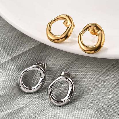 304 массивные овальные серьги-гвоздики из нержавеющей стали для женщин