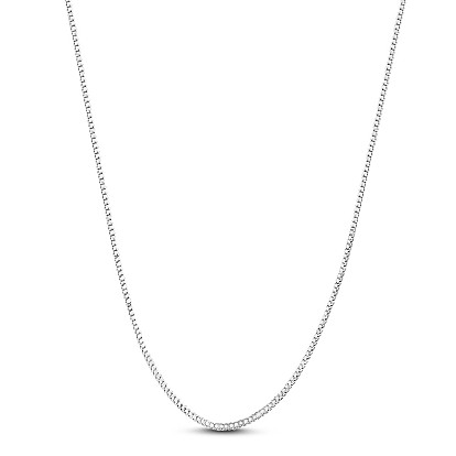 SHEGRACE 925 Sterling Silver Box Chain Necklaces, with Spring Ring Clasps