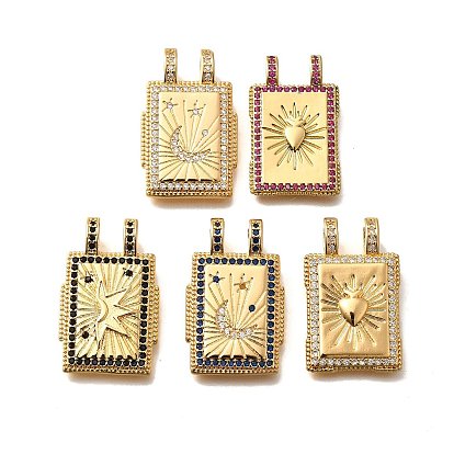 Латунные микро проложить кубического циркония подвески, без кадмия, без никеля и без свинца, прямоугольные