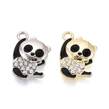 Подвески из сплава, эмали и хрустальных страз, панда с подвесками-черепами