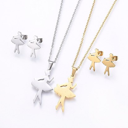 304 нержавеющей стали ювелирных изделий, серьги и подвесные ожерелья, танцор