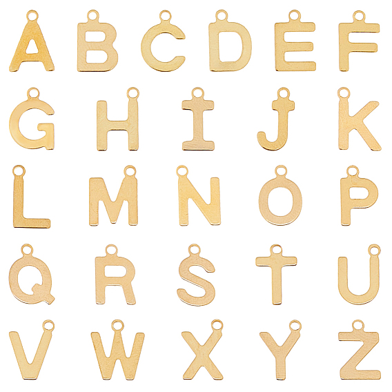 104шт 26 стили 201 подвески из нержавеющей стали, алфавит, реальный 18 k позолоченный