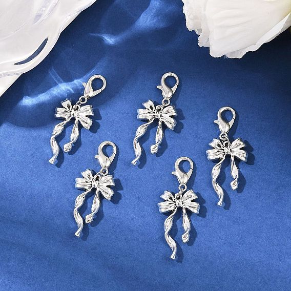 5 шт. подвесные украшения из сплава в тибетском стиле, с карабин-лобстерами , бантом