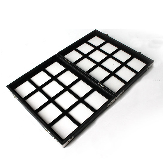 Прямоугольные подносы из искусственной кожи, с 24шт. мини-квадратные пластиковые коробки для хранения россыпью алмазов