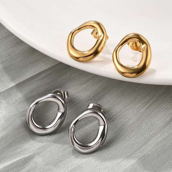 304 массивные овальные серьги-гвоздики из нержавеющей стали для женщин