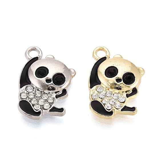 Подвески из сплава, эмали и хрустальных страз, панда с подвесками-черепами