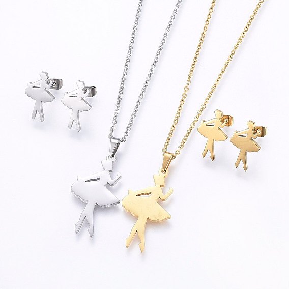 304 нержавеющей стали ювелирных изделий, серьги и подвесные ожерелья, танцор