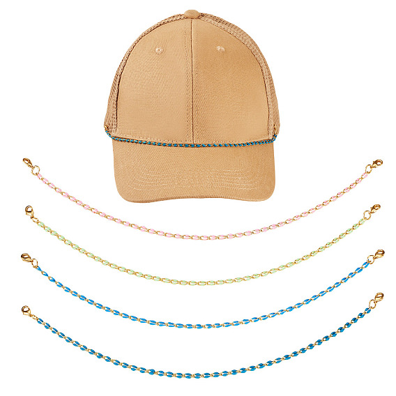 4шт 4 цвета латунь эмаль панцирная цепь браслет изготовление, с латунными карабин-лобстерами , золотые