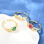 Mother's Day Brass Pave Cubic Zirconia Cuff Open Rings, Heart with Word Mom, Lead Free & Cadmium Free, Long-Lasting Plated, Rack Plating, Real 18K Gold Plated