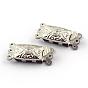 304 Stainless Steel Box Clasps, Rectangle, 6 Hole, 3 Loop