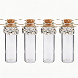 4Pcs Glass Cork Wishing Bottles, with Alloy Pendants, Column