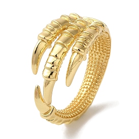 Dragon Claw Rack Plating Brass Open Cuff Finger Rings for Women, Long-Lasting Plated, Lead Free & Cadmium Free