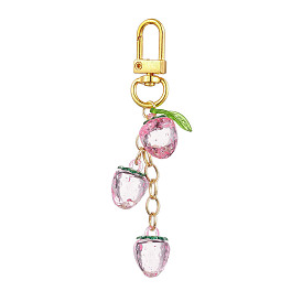 Acrylic Strawberry Pendant Decorations, Alloy Clasps Charm for Bag Ornaments