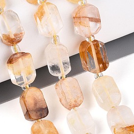 Натуральный желтый гематоидный кварц/золотые целебные кварцевые бусины нити, с бисером, прямоугольные