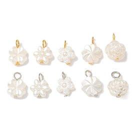 10шт 2 цвета пластиковые жемчужные подвески, цветок, с железными петлями