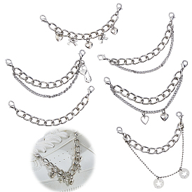 6 шт. 6 стили 304 цепи-удлинители для сумок из нержавеющей стали, с подвесками и застежками из сплава, аксессуары для замены сумок