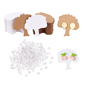 Tree of Life Cardboard Earring Display Cards, with Soft Clear Earring Backs Safety Bullet Clutch Stopper