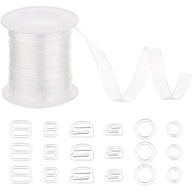 180шт 6 стиль пластиковые пряжки, нижнее белье, аксессуары, с 1 рулонными полиуретановыми прозрачными ремнями