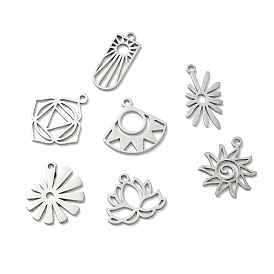 304 Stainless Steel Pendants, Sun/Flower Charms