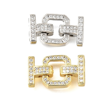 Реечное покрытие латунь микро паве прозрачный кубический цирконий складные застежки, долговечный, без свинца и без кадмия, прямоугольные