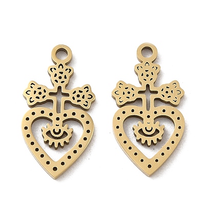 Ионное покрытие (ip) 316l подвески из хирургической нержавеющей стали, без никеля , крест с подвеской в виде сердца