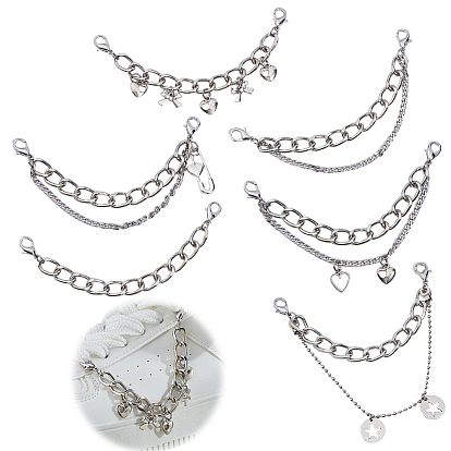 6 шт. 6 стили 304 цепи-удлинители для сумок из нержавеющей стали, с подвесками и застежками из сплава, аксессуары для замены сумок