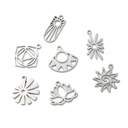 304 Stainless Steel Pendants, Sun/Flower Charms