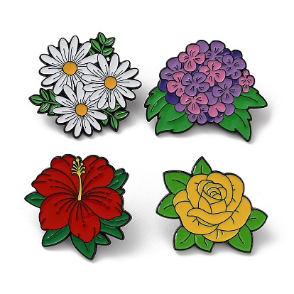 Цветочные эмалевые булавки, булавки для лацканов из сплава для одежды рюкзака, чёрные