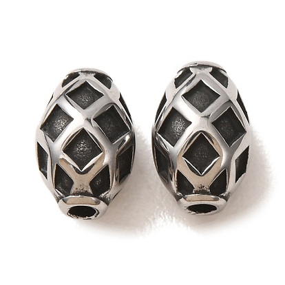 304 Stainless Steel Beads, Bicone with Rhombus