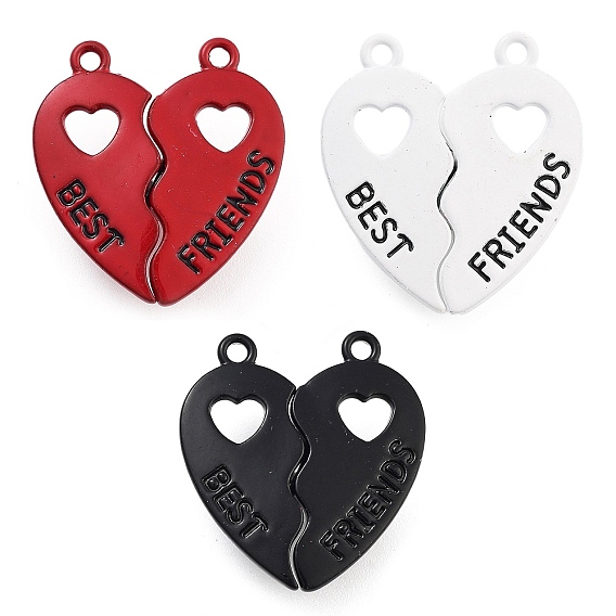 Эмали сплава сплит подвески, магнитные прелести, сердце с слово лучших друзей