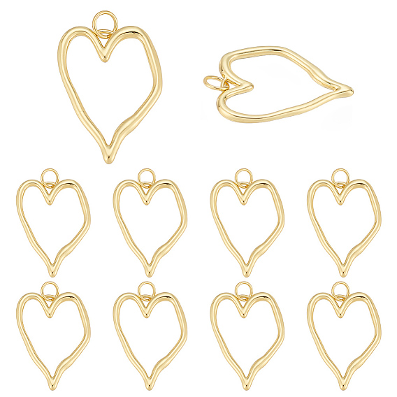 10 латунные подвески шт., сердце прелести, с целью перехода в кольце, долговечный, без свинца и без кадмия