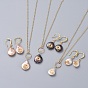 Perle naturelle baroque perle keshi, ensembles de bijoux de perles de culture d'eau douce, pendentifs et boucles d'oreilles dangle, avec chaînes à câbles en laiton et crochets pour boucles d'oreilles, larme, boîte en carton