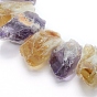 Natural Citrine and Amethyst Beads Strands, Top Drilled Beads, Rough Raw Stone, Nuggets
