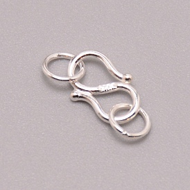 925 Sterling Silver S Shape Clasps, S-Hook Clasps, with Jump Rings