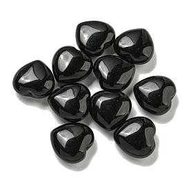 Natural Obsidian Beads, Half Drilled, Heart