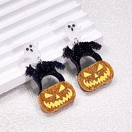 Halloween Acrylic Stud Dangle Earrings for Women, with Glitter Powder