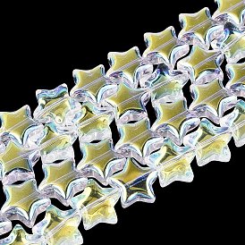 Electroplate Transparent Glass Beads Strands, Star