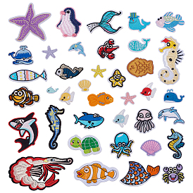 38Штуки нашивок из полиэстера с компьютерной вышивкой на морскую тематику, которые можно пришивать или приклеивать утюгом., аппликации из синели, разнообразные