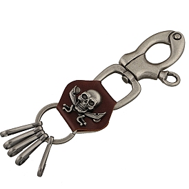 Men's Punk Pant Keychain,  Cowhide Skull Keychain, with Alloy Clasp