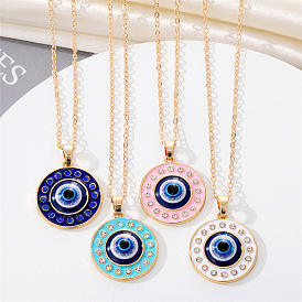 Bohemian Ethnic Eye Necklace with Colorful Rhinestones and Glitter for Women