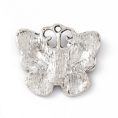 Alloy Enamel Pendants, Antique Silver, Butterfly with Skull Charm