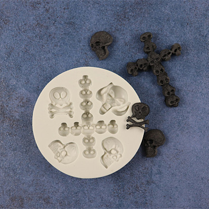 Food Grade Silicone Molds, Fondant Molds, For DIY Cake Decoration, Chocolate, Candy, UV Resin & Epoxy Resin Jewelry Making, Cross and Skull