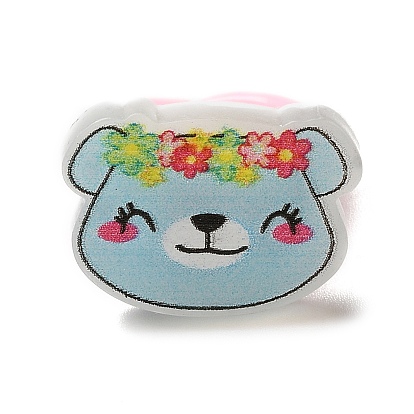 Cartoon Animal Resin Open Cuff Ring for Kids
