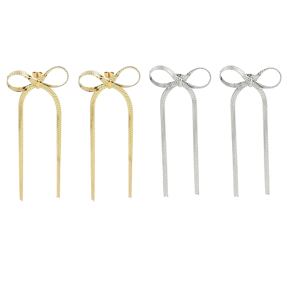 Ионное покрытие (ip) 304 серьги-гвоздики из нержавеющей стали, бантом