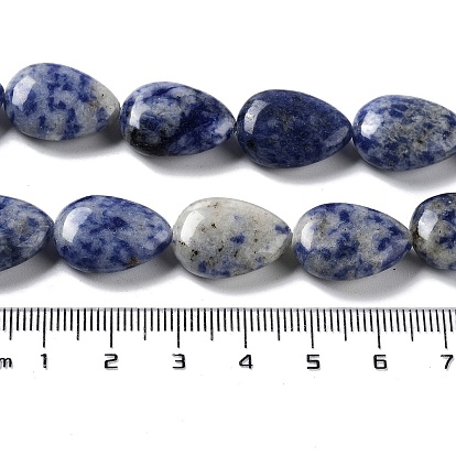 Perles de jaspe tache bleue naturelle, larme