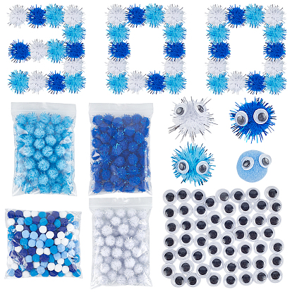 Кукла своими руками 450 шт 3 стили изготовление глаз аксессуары наборы, в том числе полукруглые пластиковые кабошоны для поделок, с помпонами для кукольного ремесла, пряжей и шариками-помпонами