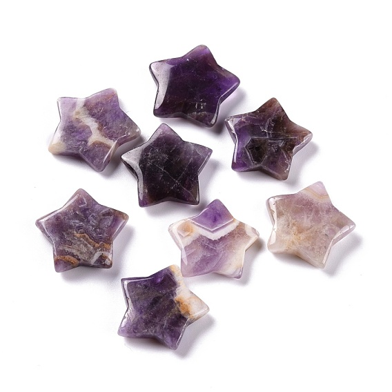 Natural Amethyst Beads, No Hole/Undrilled, for Wire Wrapped Pendant Making, Star