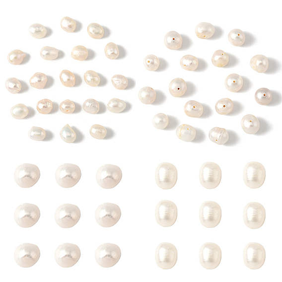 20Pcs 2 Styles Natural Cultured Freshwater Pearl Beads, Two Sides Polished and Potato